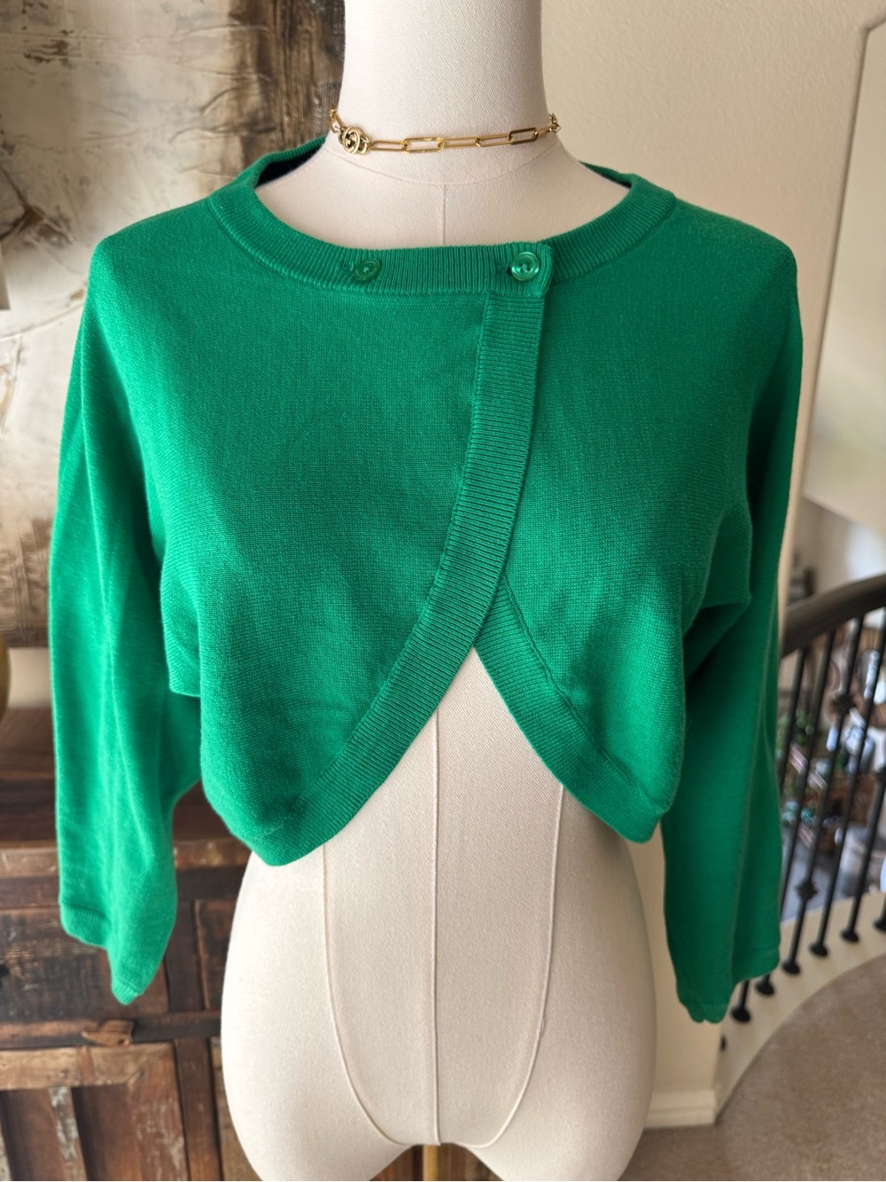 CAbi Jelly Bean Green Piccolo Shrug - M - Picture 3 of 12